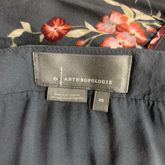 ANTHROPOLOGIE Evelin XS Maxi Dress Green Floral Boho Ruffle Tiered Chiffon - Picture 8 of 12